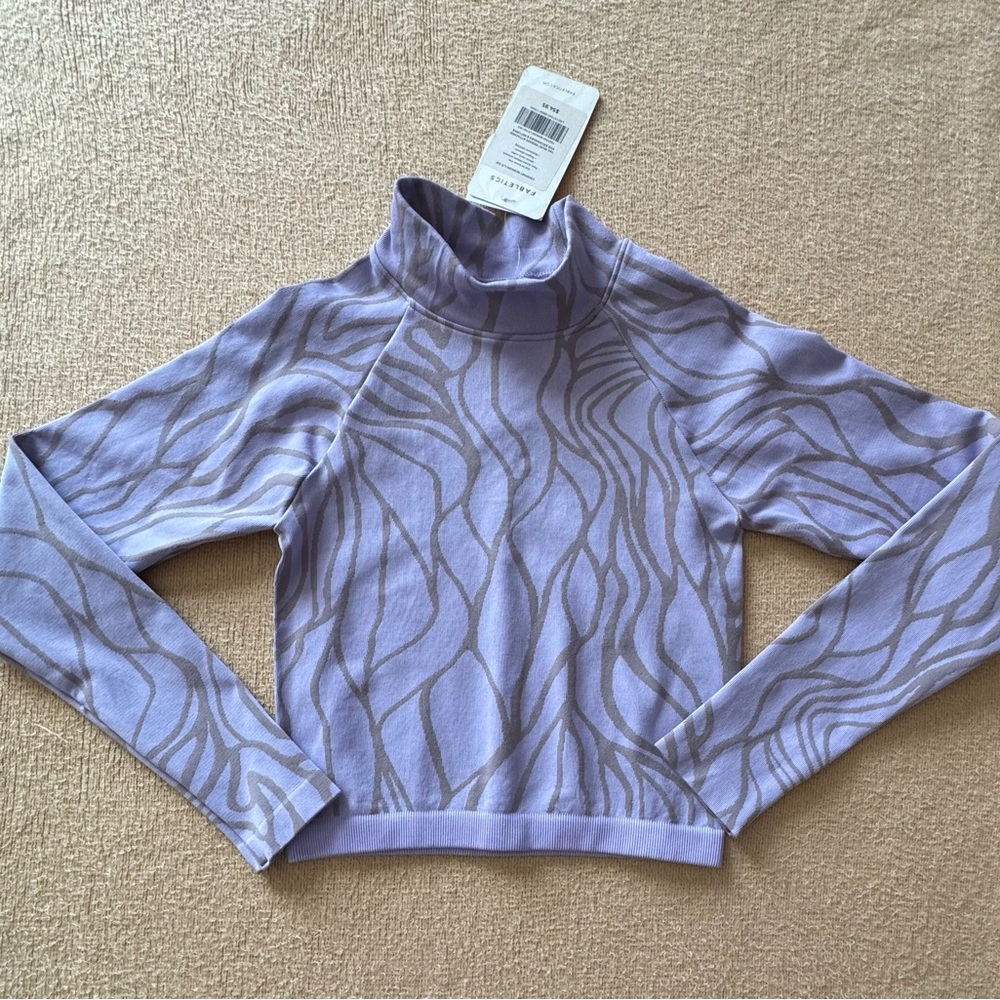 Fabletics Purple Wave Pattern Long Sleeve Tee